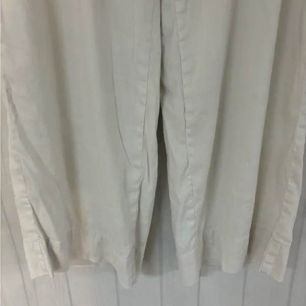 Loft Linen Julie Trouser Pants Womens Size Medium Ivory Straight Leg Cap… - Image 4