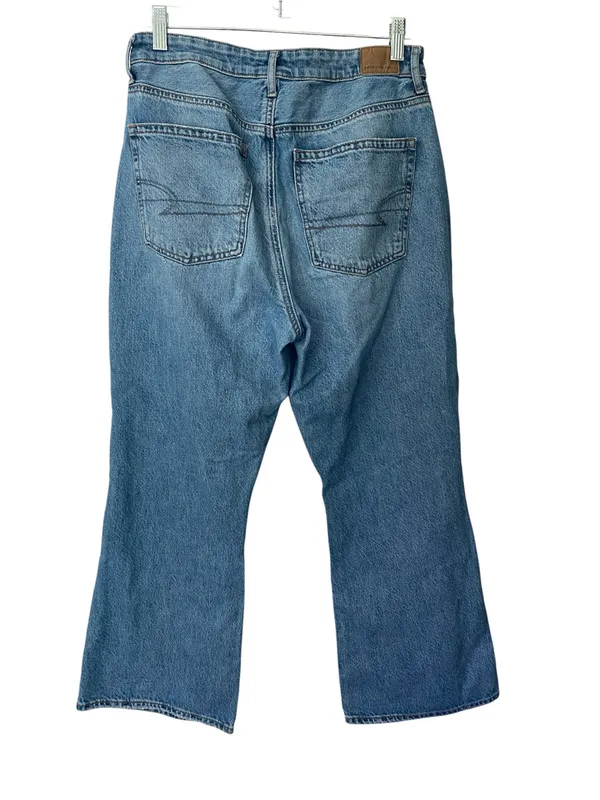 American Eagle Highest Rise 90s Flare Size 10 Short Distressed - Image 3
