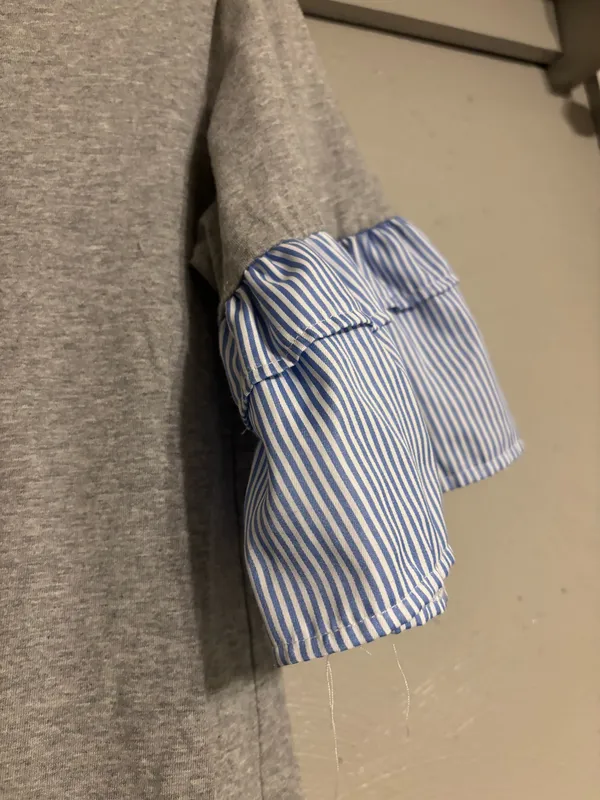 L.N.V. grey ruffle striped sleeved t-shirt dress woman’s size S - Image 4