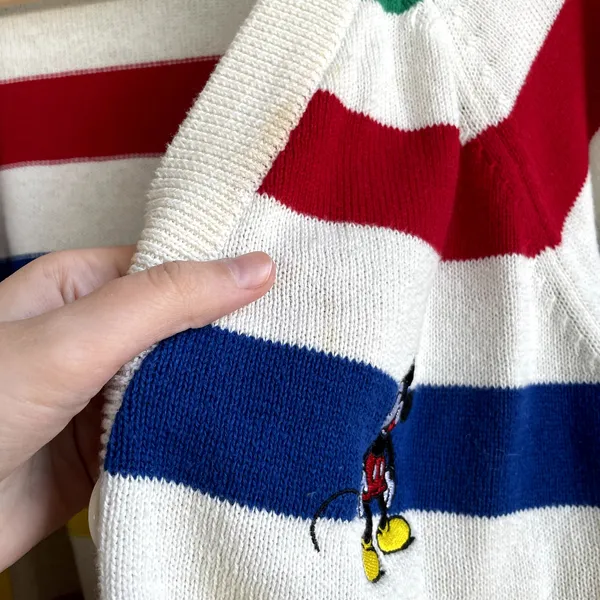 Disney 100th colorful striped cardigan collectors women's‎ S mickey mouse flaws - Image 3