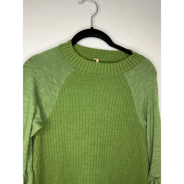 Free People Zou Bisou Knit Sweater Dress Size Small Retro Bell Sleeves Ruffles - Image 2