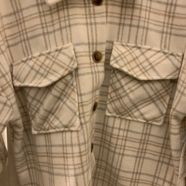 Time And Tru Women's Flannel Plaid Crop Jacket Shirt Shacket Size L 12-14 - Image 11