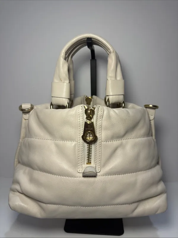 Moncler Amandine Borsa White Leather Puffer Satchel - Image 7
