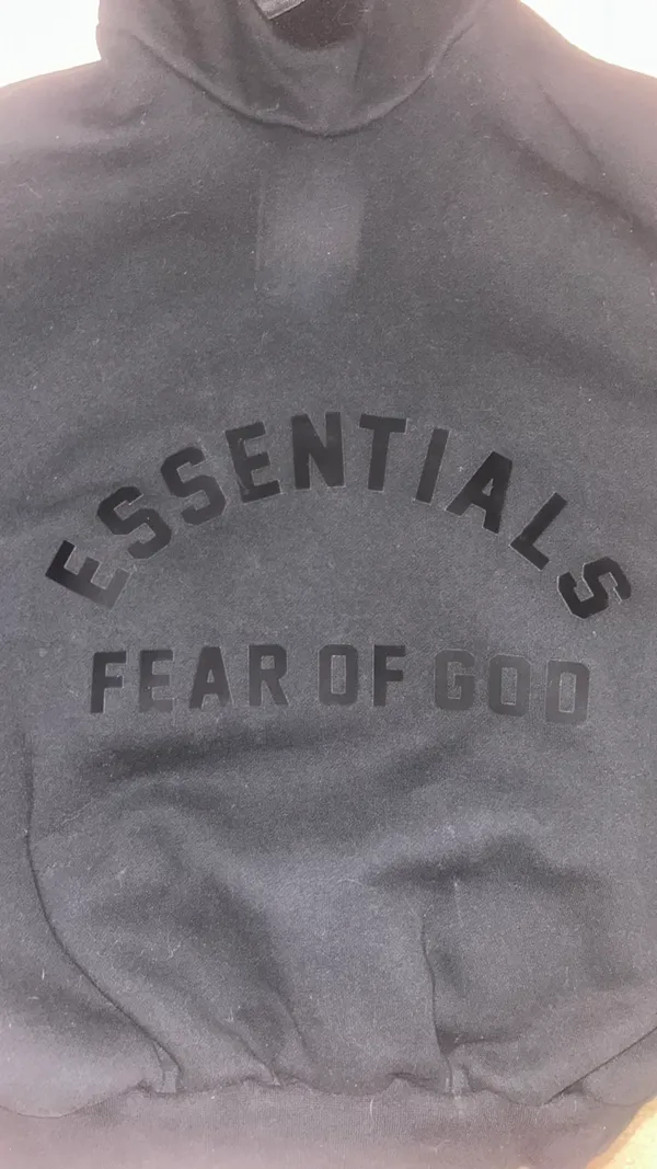 Fear of God Essentials Nylon Fleece Hoodie 'Jet Black/Jet Black' - Image 4