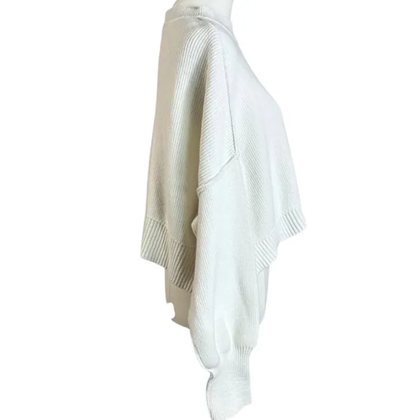 Free People Easy Street Crop Pullover Sweater in White Size Large Preppy Fall - Image 12