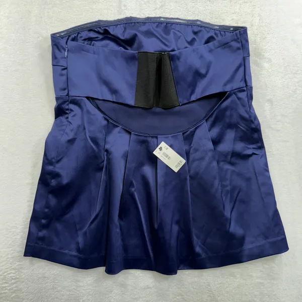 Y2K The Limited M Strapless Top Purple Satin Vintage Pleated Bust Side Zip NEW - Image 3
