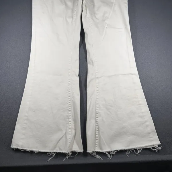 Risen Flare Jeans Womens 2XL Plus White High Rise Frayed Raw Hem Stretch Denim - Image 3