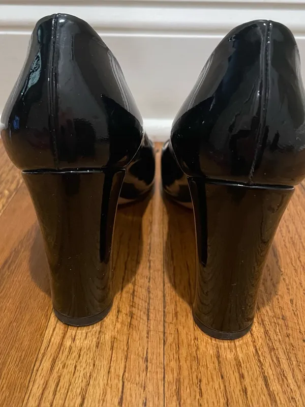 MaxMara Patent Leather Pumps Black Silver Hardware Womens Size 37.5 Heels - Image 7