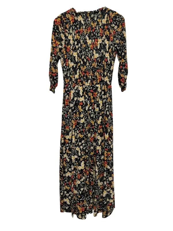 Maeve Black Floral Maxi Dress with Rust and Cream Blooms - Image 3