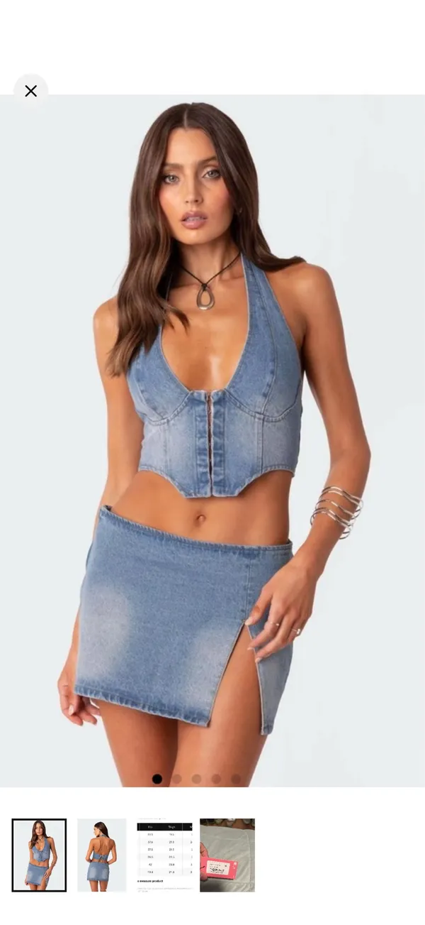 Edikted Denim Top Corset - Image 2