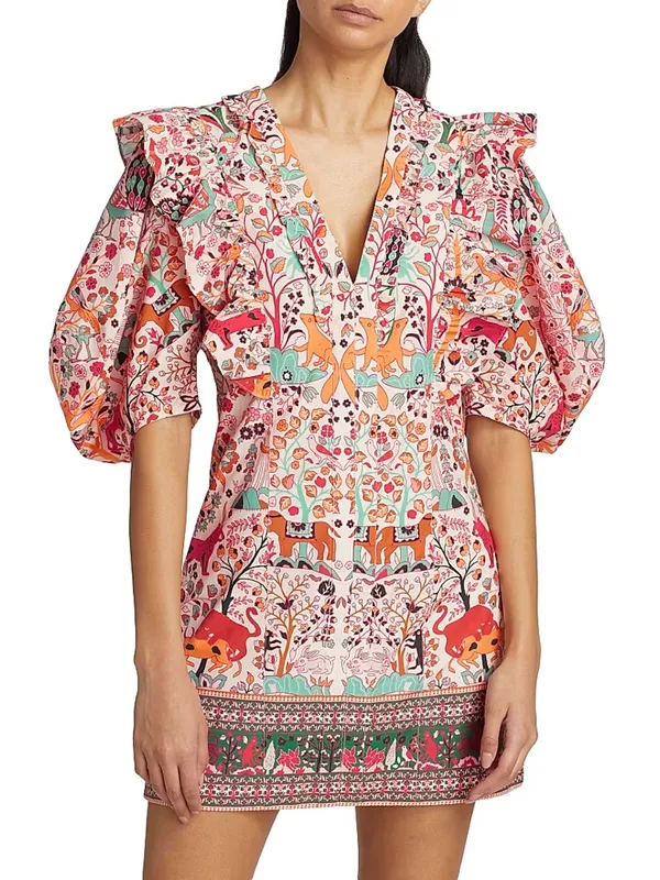NWT Rhode Millie Mini‎ Dress Aura Jungle Print 100% Organic Cotton Size 2 - Image 2