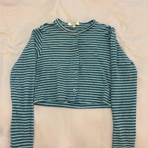 Frankie’s bikinis terry cardigan and skirt set Positano blue stripe - Image 4