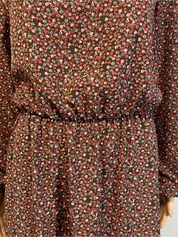 Source Unknown Burgundy Floral Long-Sleeve Midi Dress - Image 10