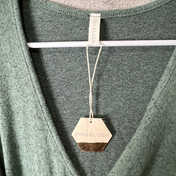 Pinkblush Mint Green Brushed Knit Wrap Fitted Nursing Dress V Neck Small‎ New - Image 4