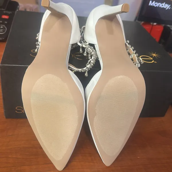 Shoe Dazzle Patent Leather Faux-Fur Trim Heel - Image 7
