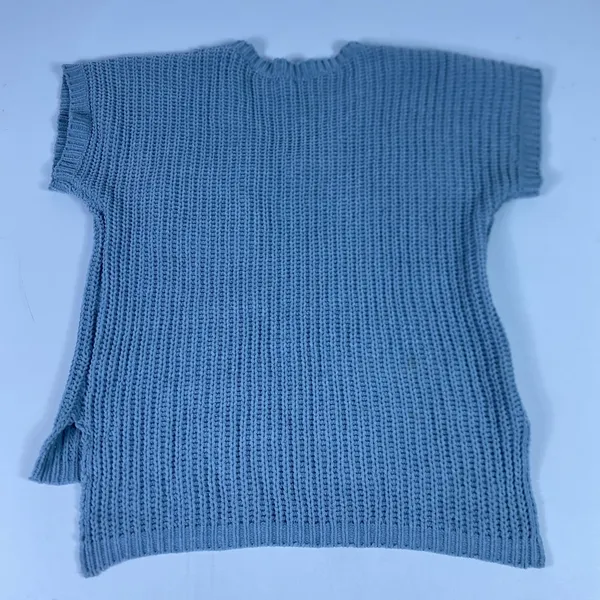 POL Anthropology Sweater Tunic Womens Medium Blue Chunky Knit‎ Short Sleeve - Image 11