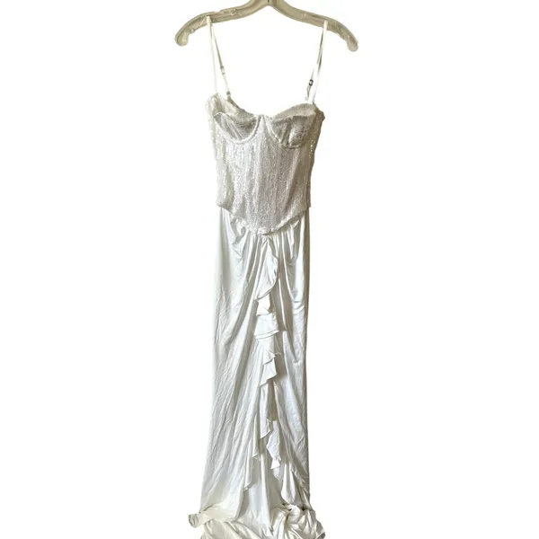 Oh Polly Beatrix Premium Embellished Lace Corset Maxi Dress Snow White Size 2 - Image 4