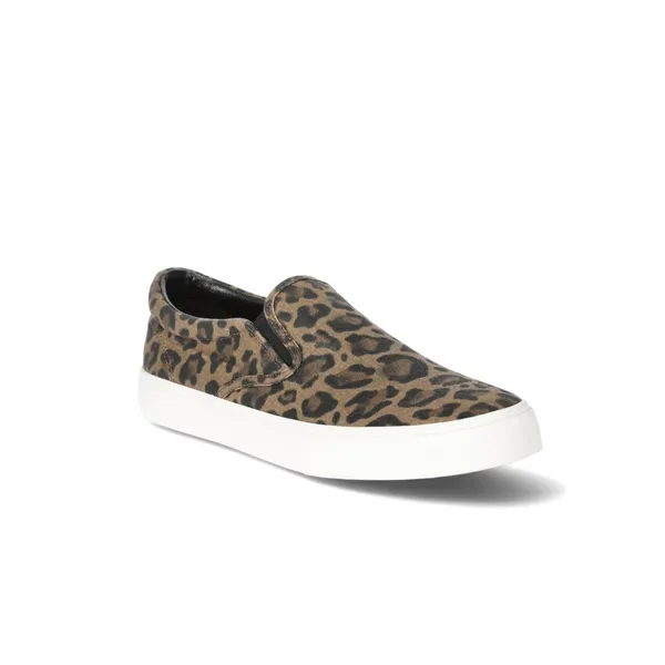 No Boundaries Womens Leopard Twin Gore Canvas Slip On Memory Foam Sneakers 7.5W - Image 2