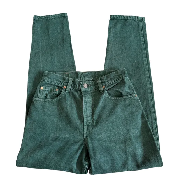 Vintage 90s Levis 550 Relaxed Fit Tapered Leg Green Jeans USA Made 5S High Waist - Image 3