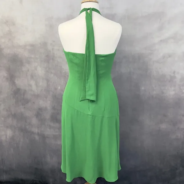 Donna Morgan Halter Neck Dress Size 14 Empire Waist Asymmetric Soft Glam Coastal - Image 2