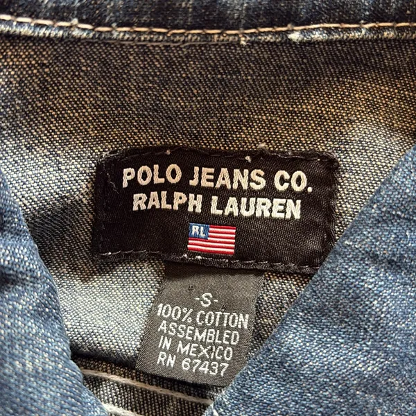 VINTAGE Polo Jeans Co Ralph Lauren Women Small Denim Jean Jacket - Image 3