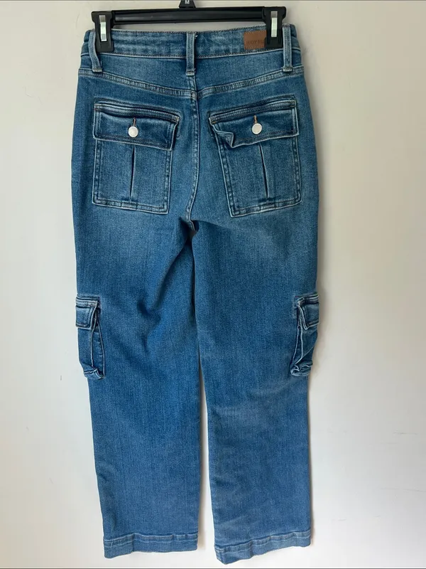 Judy Blue High Rise Women’s Utility Cargo Jeans, size 3/26 ^ - Image 6