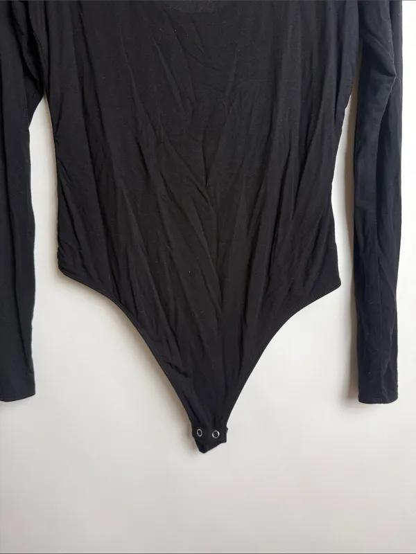 Good American Scoop Neck Long Sleeve Black Bodysuit Size 3 (Large) - Image 3