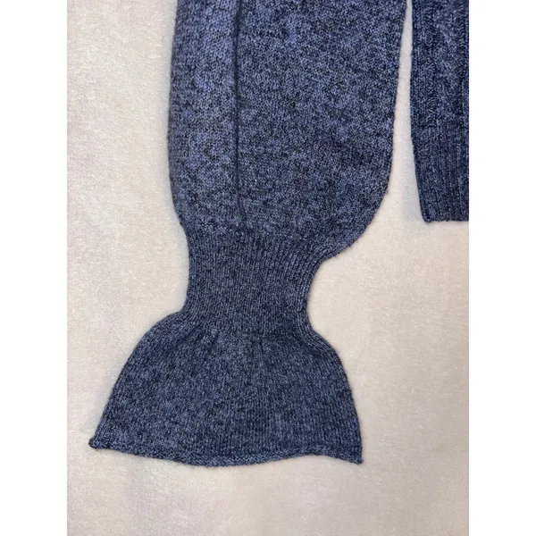 Current Air‎ Blue Marled Cable Knit Bell Sleeve Button Front Cardigan 2120145 M - Image 4