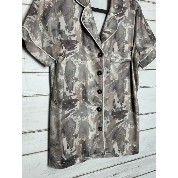 Moon Ryder Lounge Matching Set Small Button Up Top Shorts Pockets Pajama - Image 13