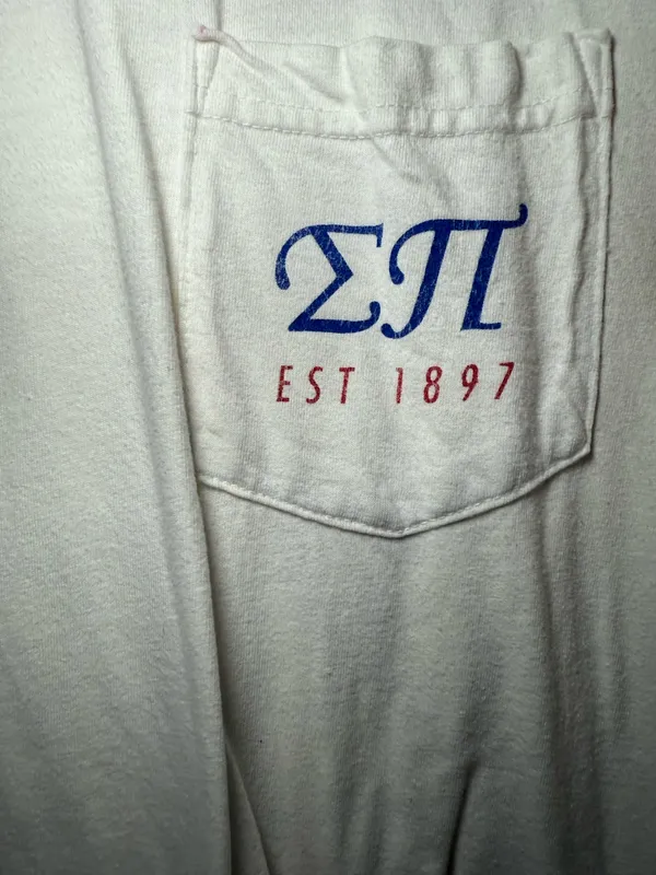 white Comfort Colors long-sleeve pocket t-shirt sigma pi ΣΠ men’s fraternity XL - Image 4
