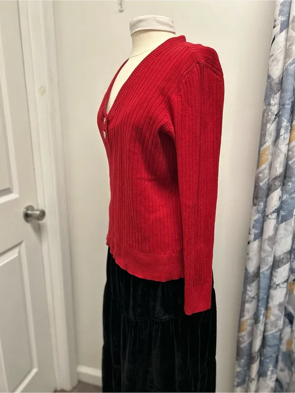 Lauren Jeans Co black label vintage cotton sweater with gold buttons - Image 3