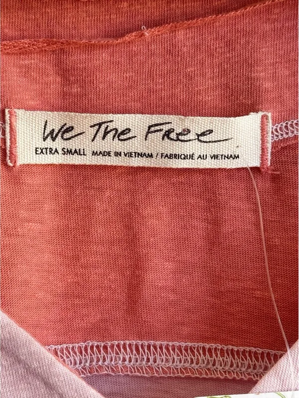 Free People We The Free Pink Combo Colorblock V Neck 3/4 Sleeve Top XS NWT - Image 4