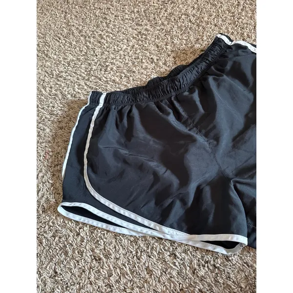 NIKE DRI-FIT Women's‎ Black White Running Gym Shorts w/Liner Size L - Image 2