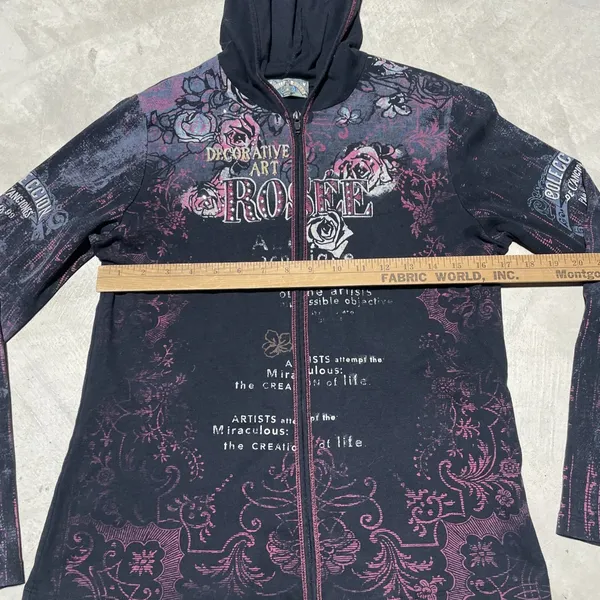 Women's Y2K Vanilla Sugar Grunge Style Full Zip Black Hoodie Size M Goth Emo - Image 5