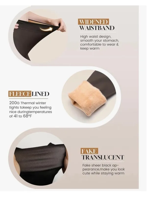 NEW 2 pairs Fleece Lined Tights Translucent Thermal Leggings One Size - Image 6