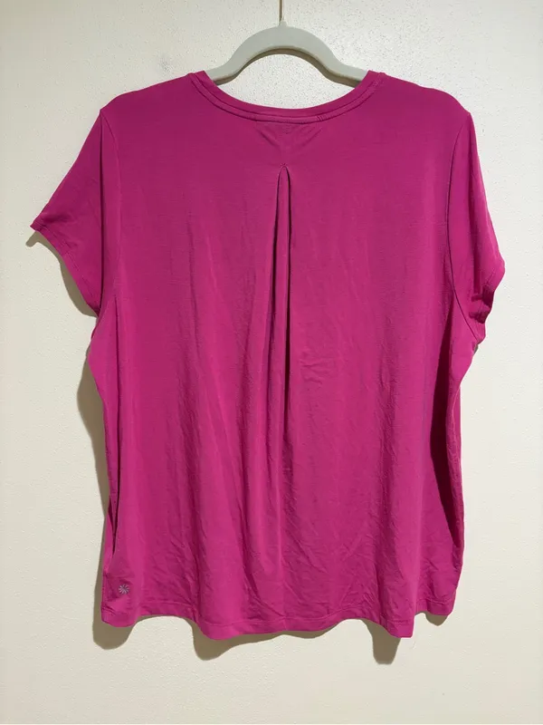 Athleta With Ease Tee Athletic Active Short Sleeve T-Shirt Hot Pink Size Small - Image 9