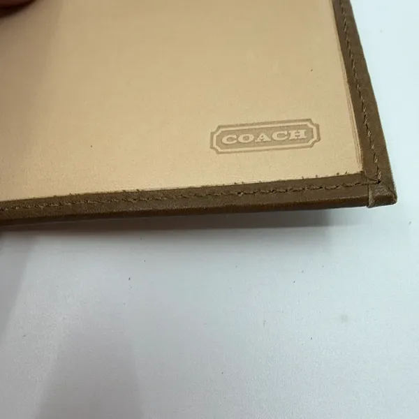 Coach Signature C Brown Canvas Leather Checkbook Cover - Image 8
