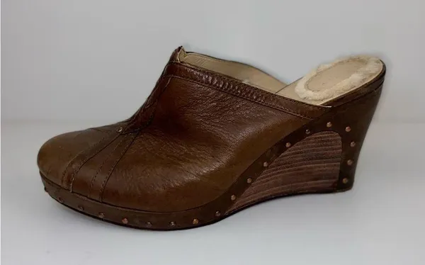 Brown Leather Studded Clog US Size 11 Wedge Mules Slide UGG Australia Women's - Image 2