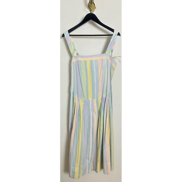 FREE PEOPLE Primavera Stripe Cotton Midi Dress in Pastel Combo Size Medium - Image 3