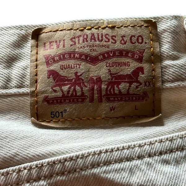 Levis 501 Original Fit Jeans Tan Sand Beige Cotton Straight Leg Women W30 L30 - Image 6