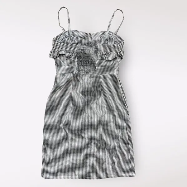 Honey Punch‎ NWOT Gingham Button-Up Short Mini Dress Size S Black White - Image 6