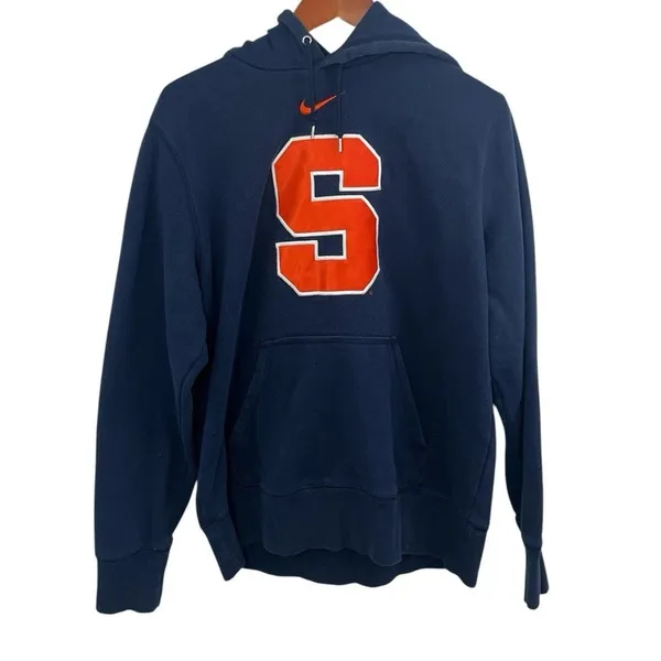 Y2K Nike Syracuse Hoodie Navy Blue Orange Mens Large Sweatshirt University - Image 7