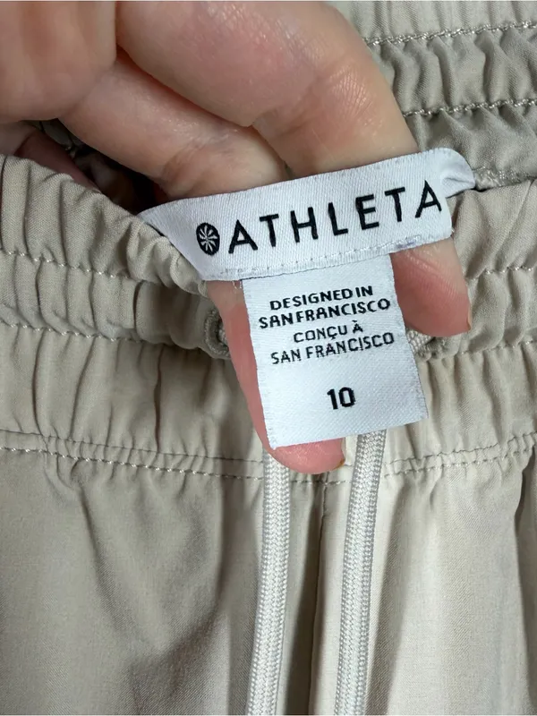 Athleta Cream Tan Avenue Wide Leg Crop High Rise Pants - Image 3