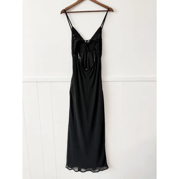 Wild Fable Black Floral Maxi Dress Open Back Tie Women’s Size S NWT - Image 4