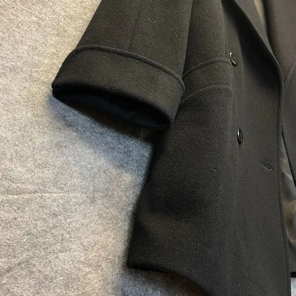 ALORNA Coat Women's Large Black Lapel‎ Collar Double Breasted Wool Blend Winter - Image 13