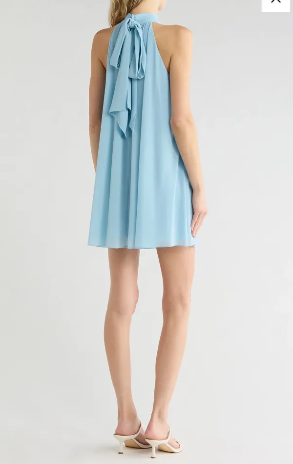 Corine Halter Light Blue Mini Dress from Alice + Olivia - Image 2
