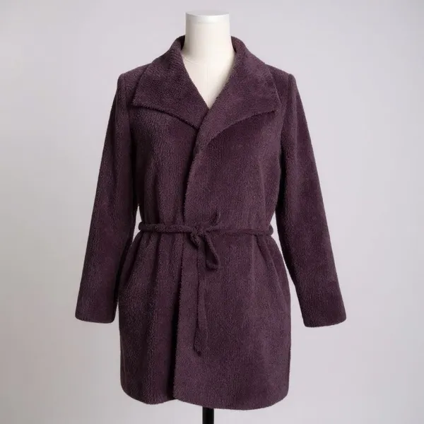 Barefoot Dreams CozyChic Plum Purple Knit Robe Size L Soft Lounge Sweater - Image 2