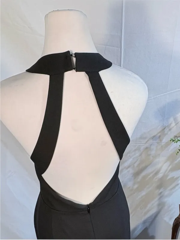 💥BHLDN Serephina Black Crepe Backless Halter Maxi Gown Side Slit Sz 12🧡 - Image 8