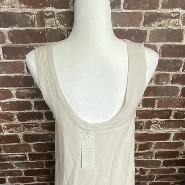 Calypso St Barth Midi Sleeveless Dress Cream Embroidered Linen Blend Pockets S - Image 5