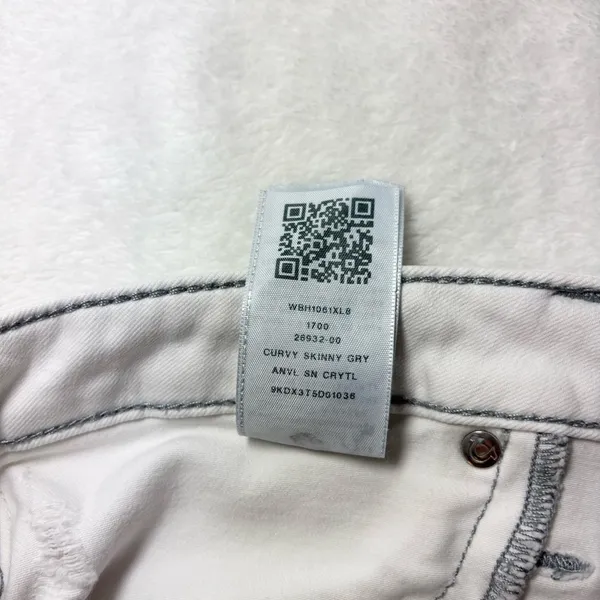 True Religion Curvy Skinny White Distressed Crystal Jeans Size‎ 34 - Image 9